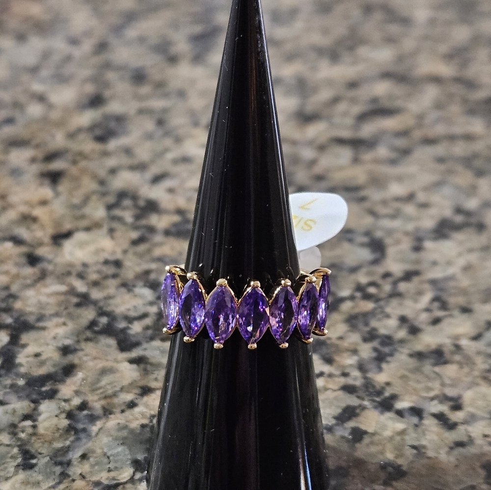 Bomb Party RG65055 “Living The Dream” Purple Topaz Cubic Zirconia Sz 7